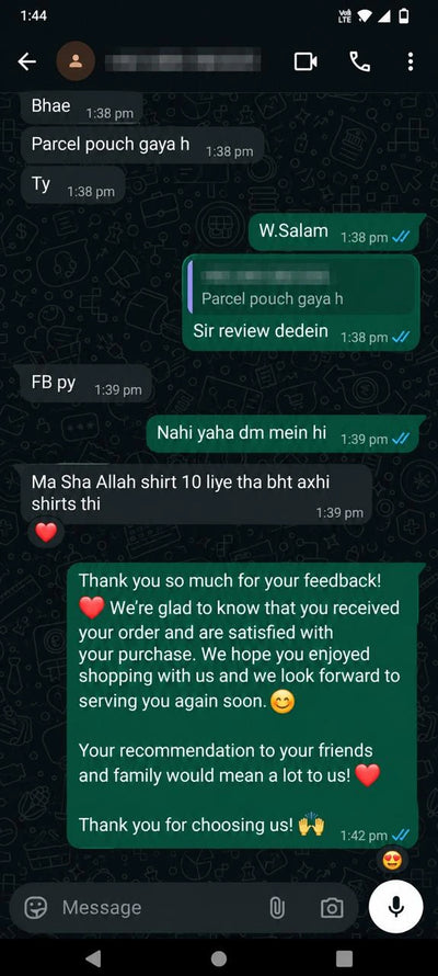 WhatsApp feedback