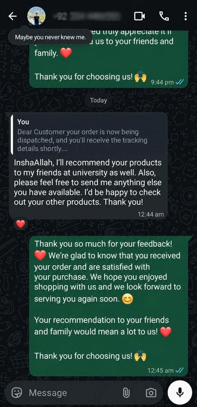 WhatsApp feedback